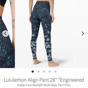 Lululemon Indigo Lace Starlight Align Leggings -Sz 6